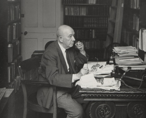 Dr. Alfred Wiener in his office in Manchester Square, London
