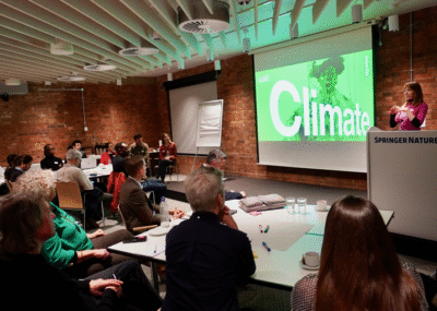 UAL presents their climate strategy at a special summit of the KQ Net Zero Group, hosted at Springer Nature's King's Cross HQ.