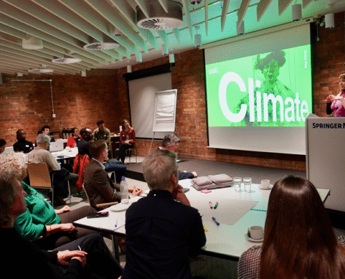 UAL presents their climate strategy at a special summit of the KQ Net Zero Group, hosted at Springer Nature's King's Cross HQ.